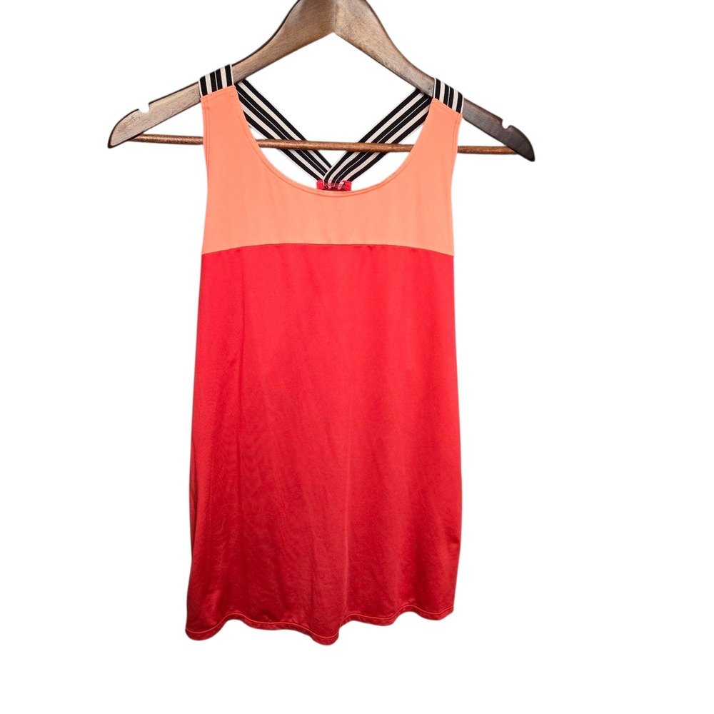 Xersion Active Tank Top Small S Red Coral Colorblock Crossback Athletic Gym